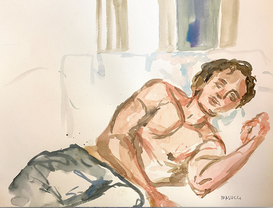 Alexa Masucci 14"x11" 2020 "Portrait of A Friend" Watercolor on Paper Unframed #6AM