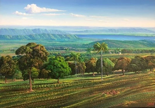 Jean-Adrien Seide 36"x50" Landscape and Trees Acrylic on Canvas #J56-HA