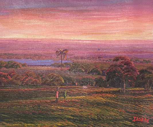 Jean Adrien Seide 8"x10 » Deux femmes au coucher du soleil 2022 Acrylique sur toile Peinture #25MFN