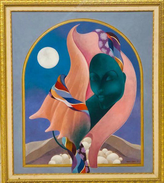 Bernard Sejourne (1947-1994) 45"x39" The Conch Shell of Freedom 1987 Acrylic On Masonite Painting #7FC