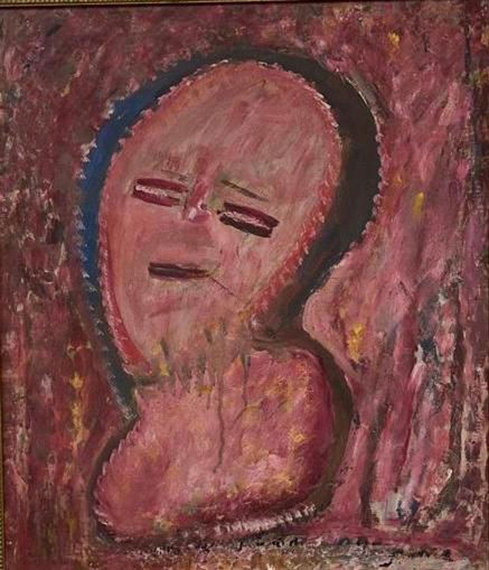 Robert Saint-Brice (Haitian, 1893-1973) 24"x20" Spirit Face Oil on Canvas Painting #2GN-HA