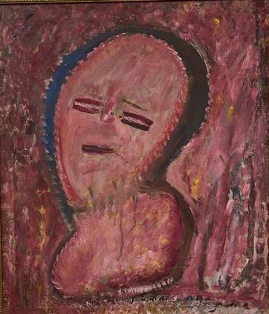 Robert Saint-Brice (haïtien, 1893-1973) 24"x20" Huile sur toile avec visage spirituel #2GN-HA