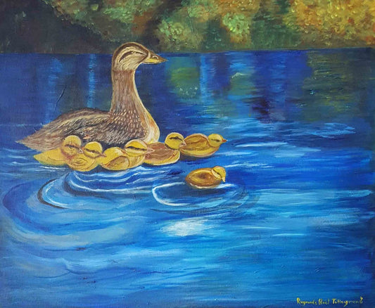 Raymonde Talleyrand 20"x24" Famille de canards 2018 Acrylique sur toile #15RT
