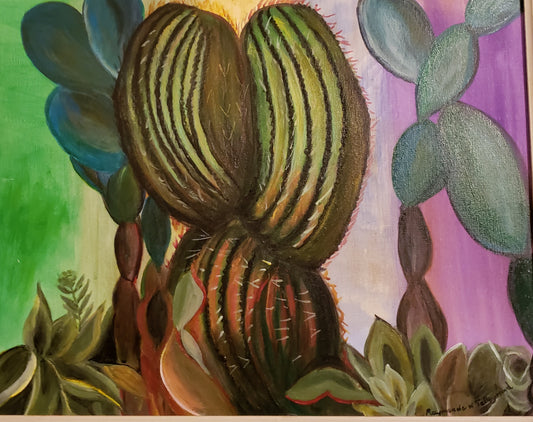 Raymonde Talleyrand 16"x20" Cactus Acrílico sobre Lienzo #24TR