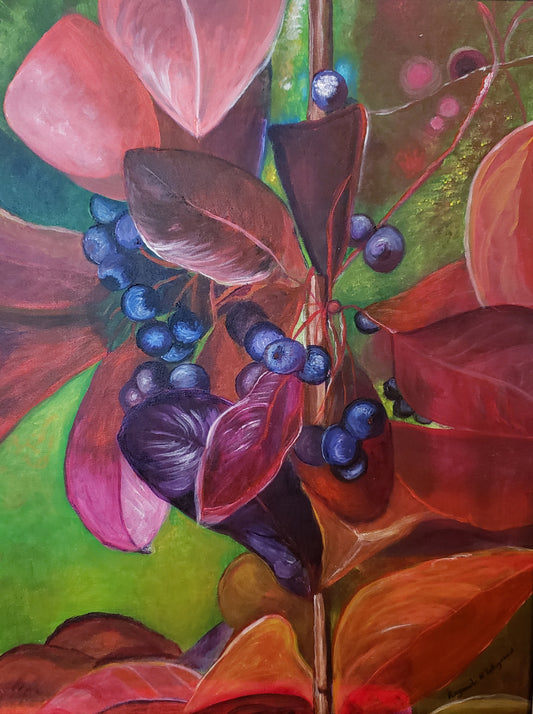 Raymonde Talleyrand 28"x22" Vibrancia en la naturaleza Acrílico sobre lienzo #22TR