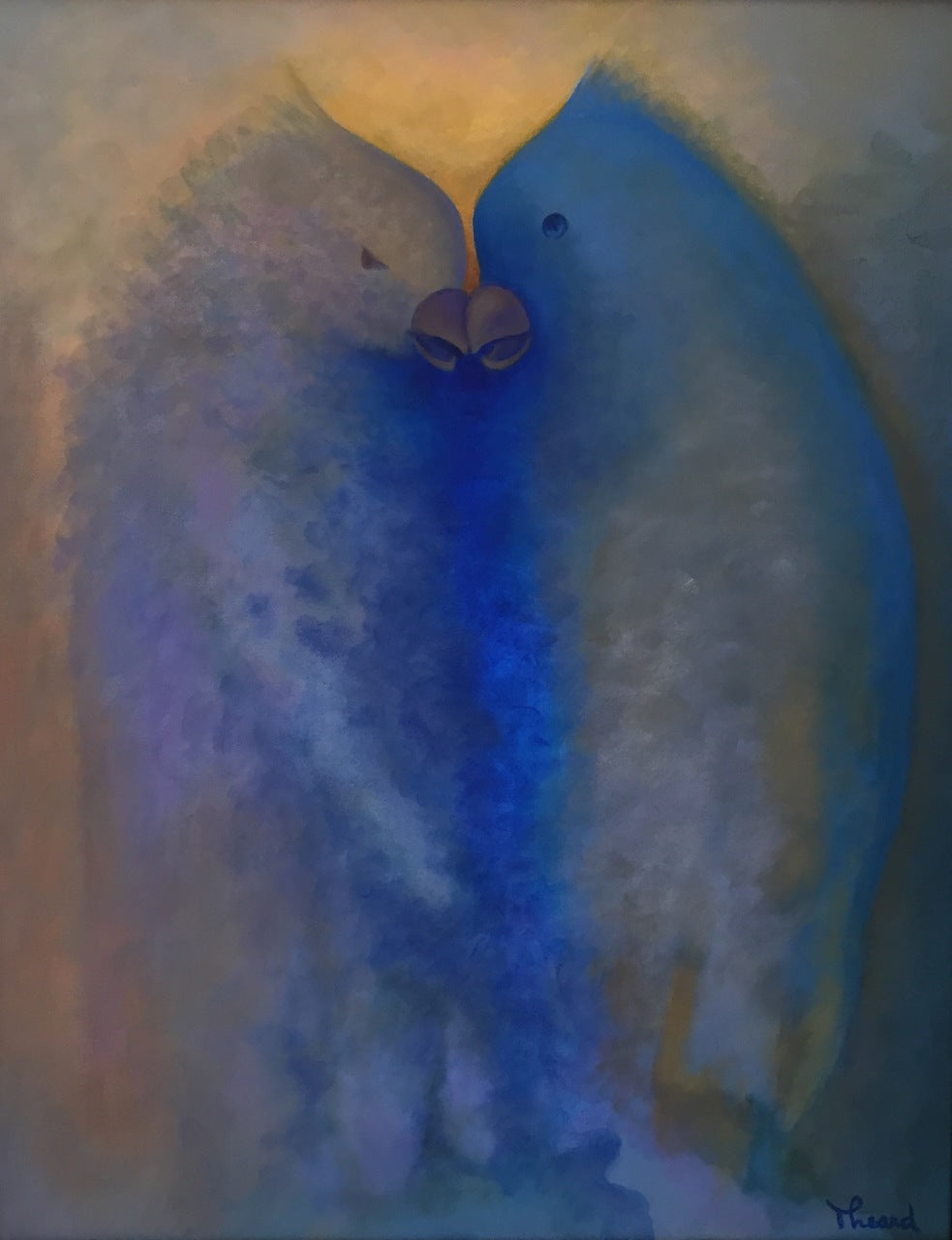 Jean-Pierre Theard 30"x24" Romantic Birds Oil on Canvas #T-14-037GN-HA