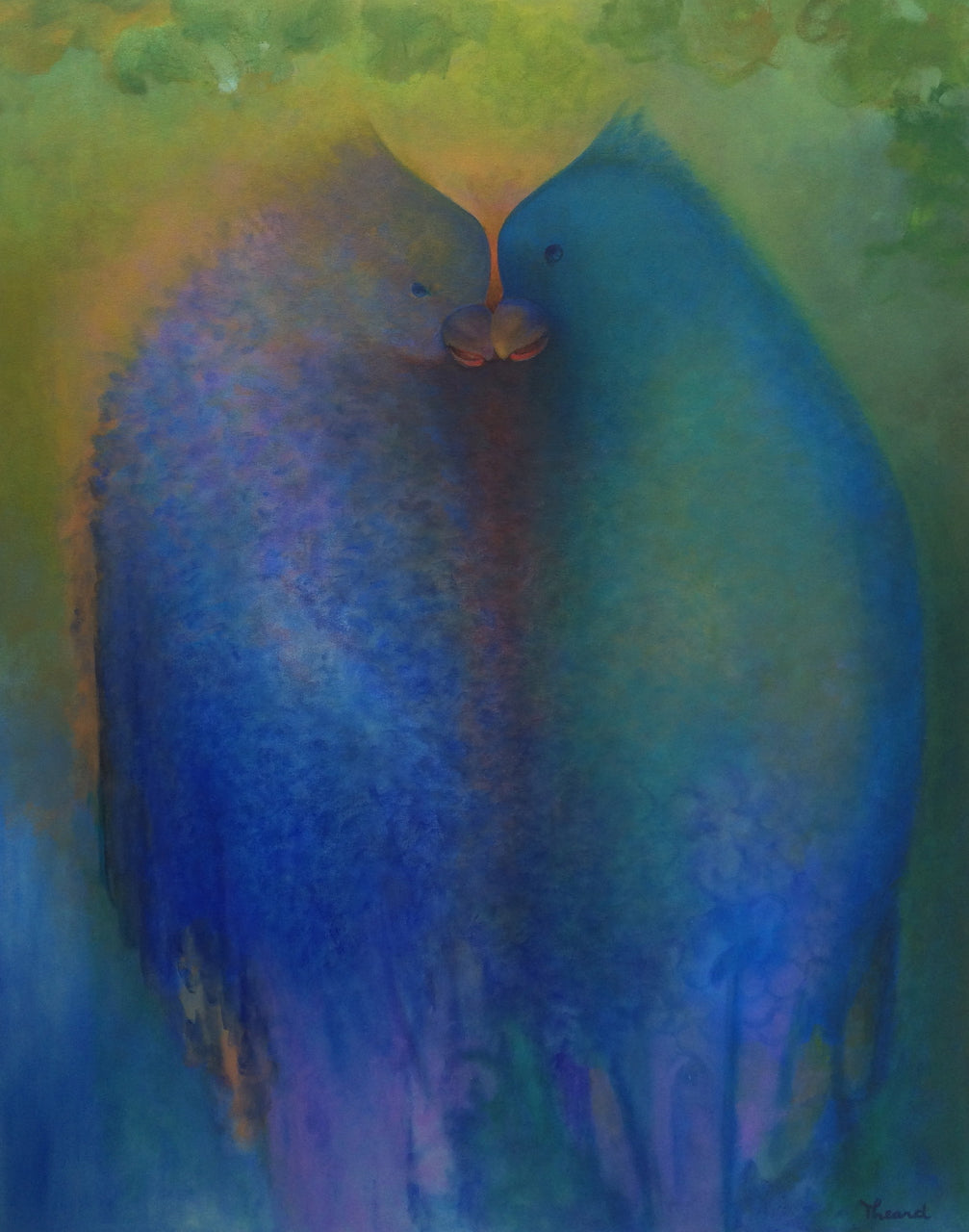 Jean-Pierre Theard 40"x60" Kissing Birds Oil on Canvas #T-14-033GN-HA