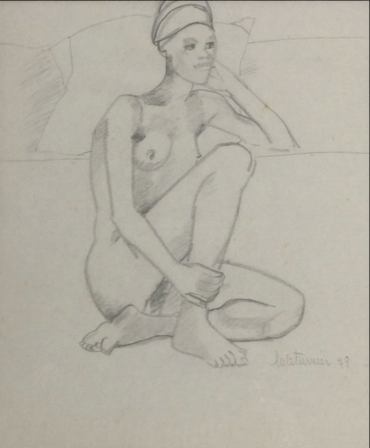 Luce Turnier 10"x12" Nude Drawing in Crayon on Paper #396GSN-HA