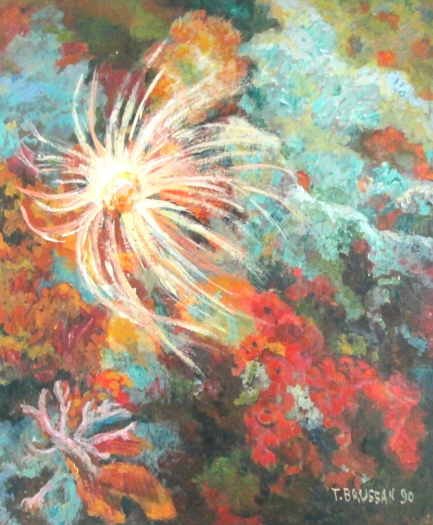 Tamara Baussan 24"x20" Flowers 1990 Acrylic on Canvas #J23-HA
