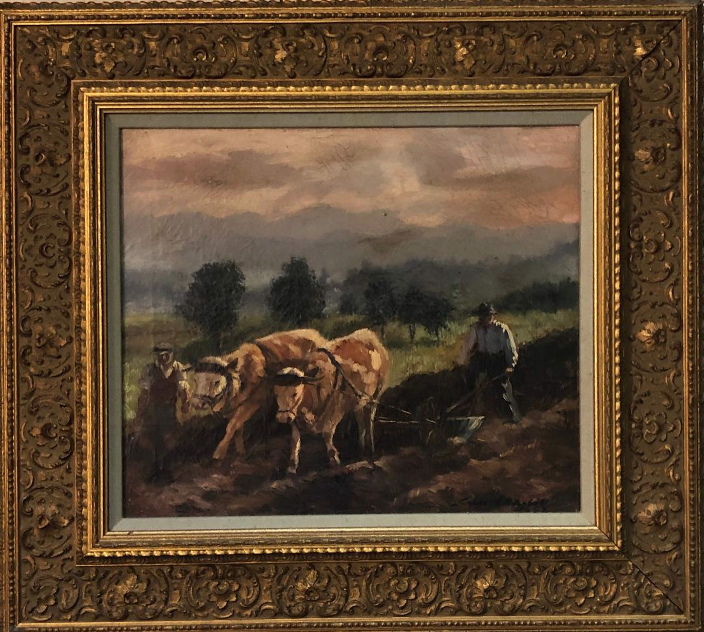 Unknown Artist "Cons I" Framed Oil on Board Painting 13"h x 15"w #1GSN-NY