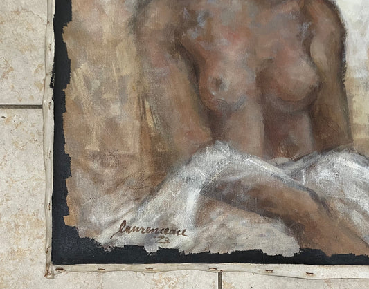 Lyonel Laurenceau (haitiano, n. 1942) "Bustos de mujer" Pintura acrílica sin marco sobre lienzo 24"h X 20"w #26-3-96GSN-NY