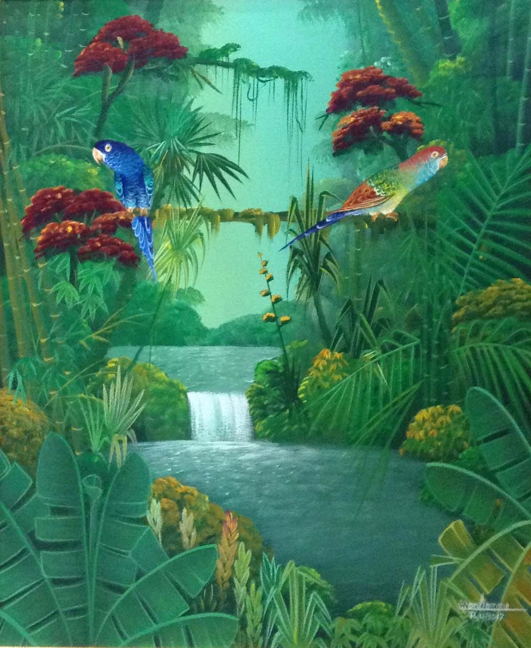 Albott Bonhomme 24"x20" Deux oiseaux au paradis 2011 Acrylique sur toile #1MFN
