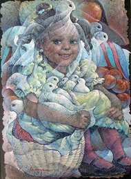 Lyonel Laurenceau 36"x24" Little Girl 1991 Acrylic on canvas #J2