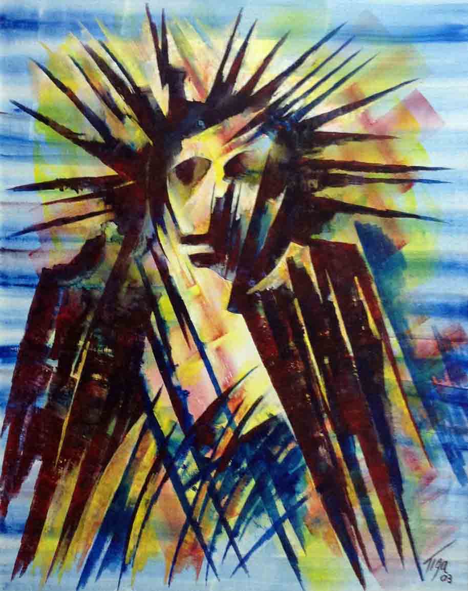 Jean-Claude Garoute "TIGA"  (1935-2006) 24"x30" UNTITLED Acrylic on Canvas #2506GN-HA