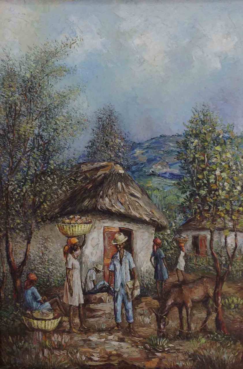 Ernst Louizor (1938-2011) 36"x24" Market Scene Oil on Canvas #2-2-95GN-HA