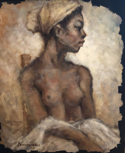 Lyonel Laurenceau (Haïtien, né en 1942) « Bustes de femme » Acrylique non encadré sur toile Peinture 24"h X 20"w #26-3-96GSN-NY