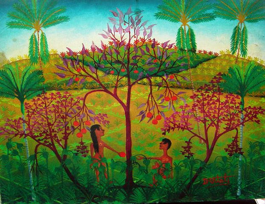 Dieudonne Vital 12"x16" Adam & Eve c1980 Oil on Canvas #1-2-95MFN