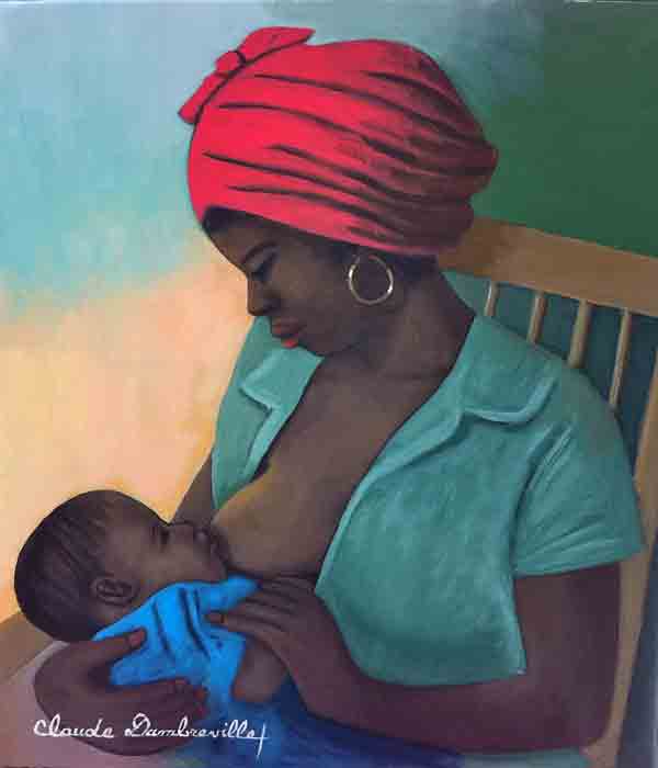 Claude Dambreville 24"x20" "Breast Feeding" Acrylic on Canvas #2-12-12MFN