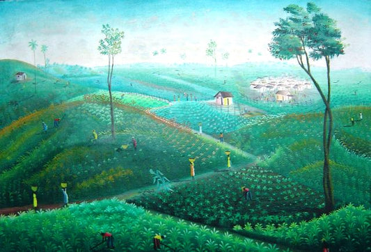 Marceau Sanon 22"x30" Rural Scene Oil on Canvas #1-2-95MFN
