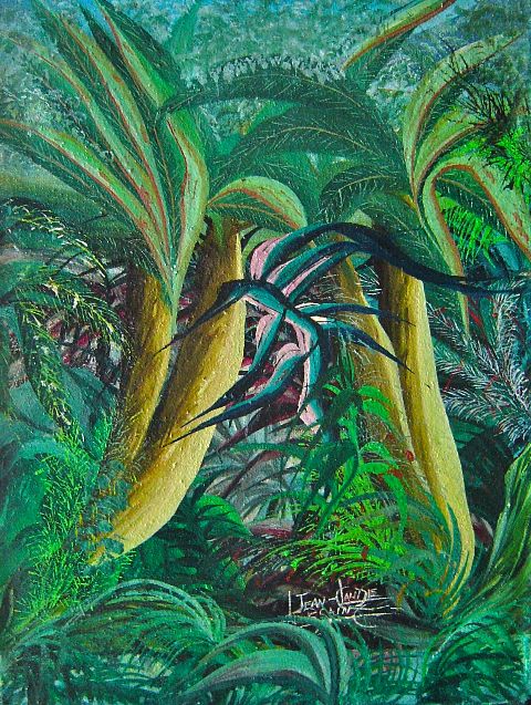 Jn-Claude Louissaint (Dcd) 16"x12" Trees Oil on Canvas #1-2-95MFN