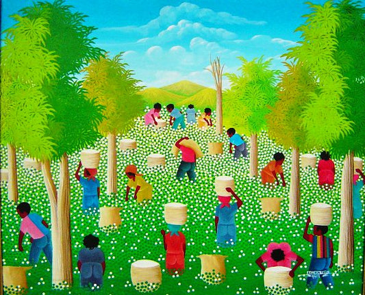 Edner Jean 20"x24" Cotton Harvest Oil on Canvas #1MFN